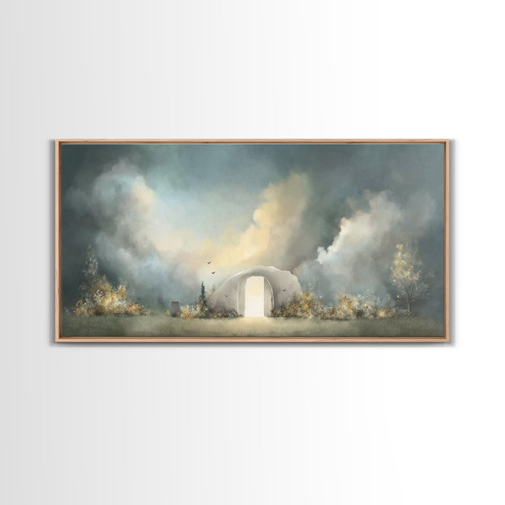 Empty Tomb Glory – Framed Canvas Print – Christian Art Canvas – Christian Wall Art – Christian Painting – Moody Christian Art – Christian D