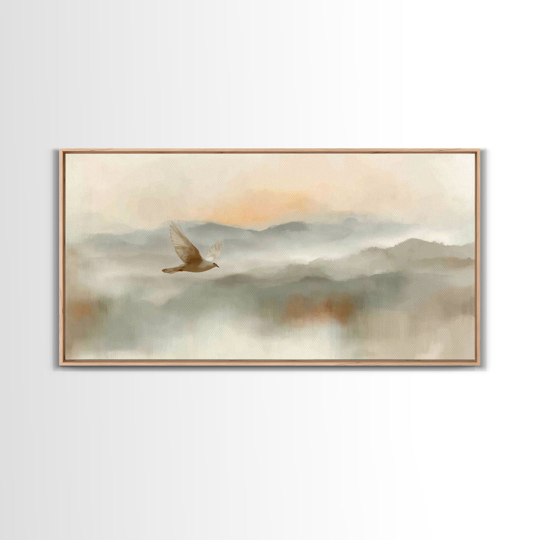 Soft Flight Grace – Framed Canvas Print – Subtle Christian Art – Christian Art Gift – Christian Art Print – Minimalist Christian Art