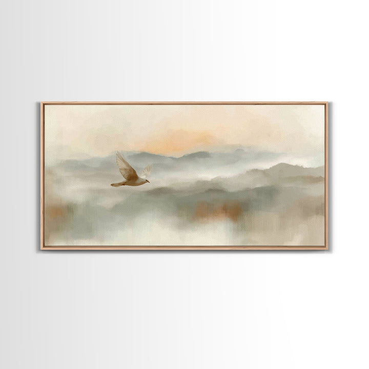 Soft Flight Grace – Framed Canvas Print – Subtle Christian Art – Christian Art Gift – Christian Art Print – Minimalist Christian Art