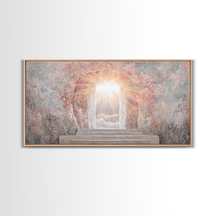 Radiant Tomb Light – Framed Canvas Print – Christian Wall Art – Christian Art Canvas – Jesus Painting – Christian Christmas Art