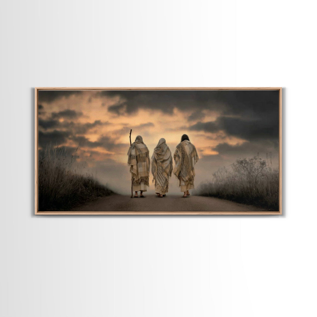 Evening Disciples Journey – Framed Canvas Print – Christian Painting – Jesus Canvas Art – Christian Wall Art – Christian Decor