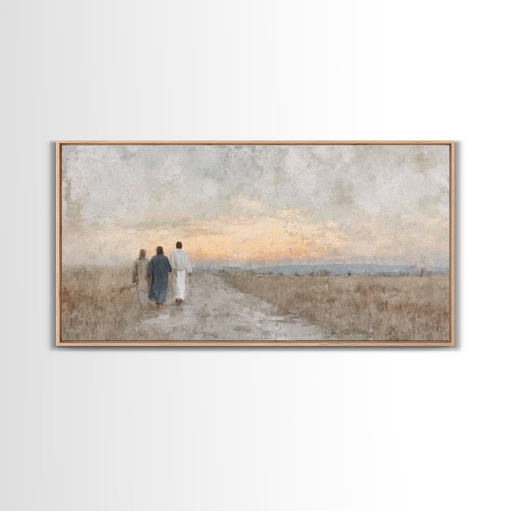 Soft Horizon Walk, Framed Canvas Print, Christian Wall Art, Christian Art Print, Jesus Painting, Christian Canvas Art, Christian Gift