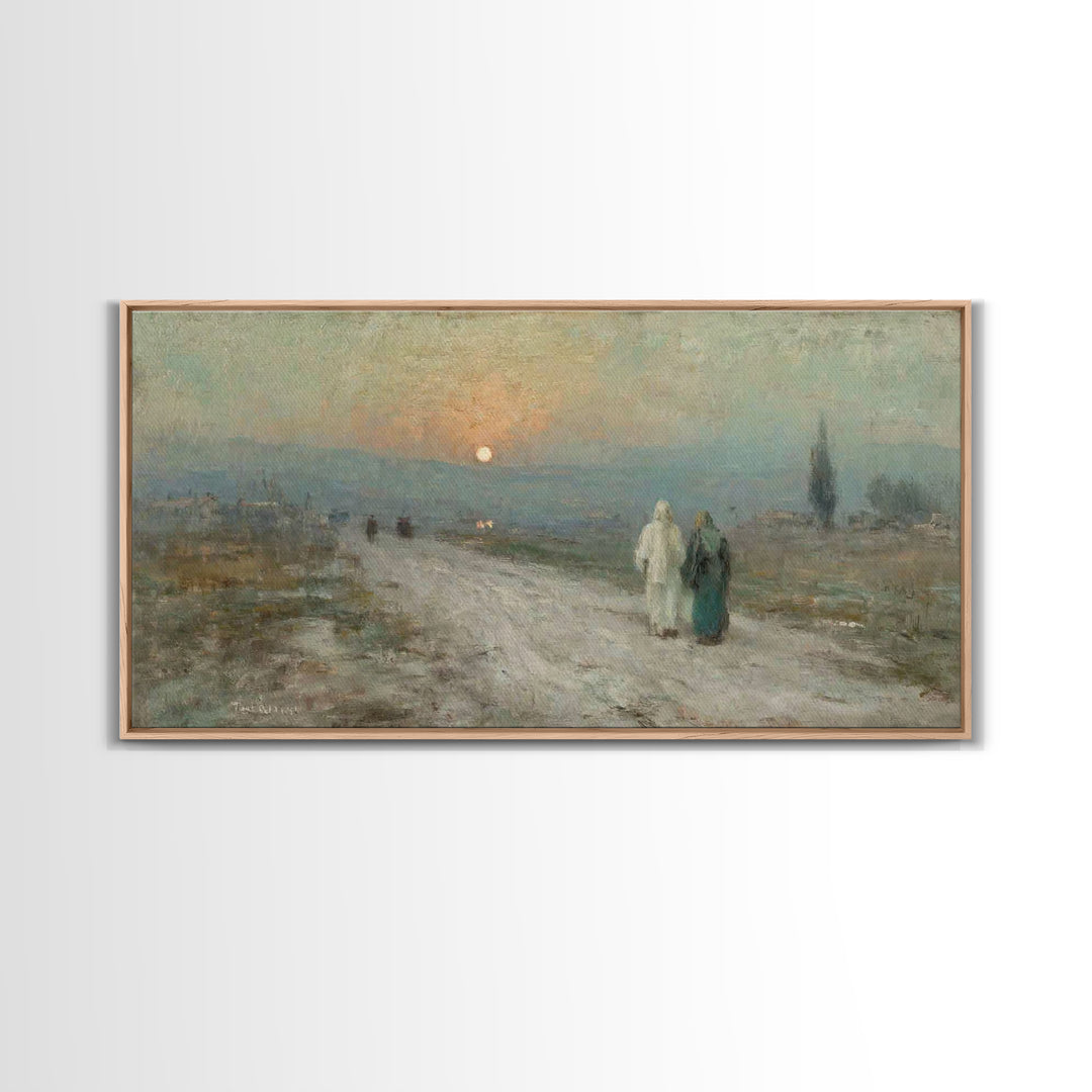 Sunset Pilgrim Road | Framed Canvas Print | Christian Wall Art | Jesus Painting | Christian Art Canvas | Christian Gift Ideas