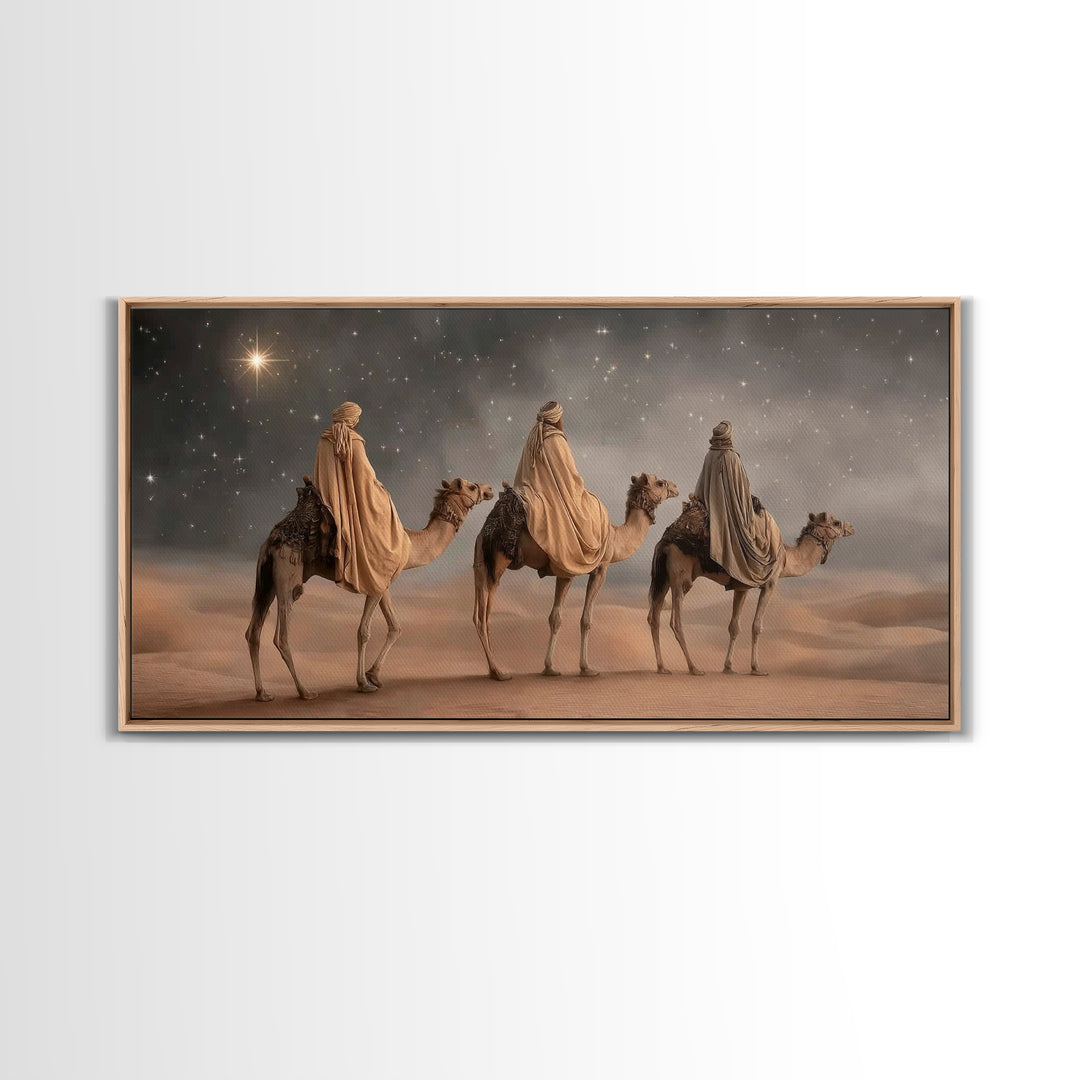 Night of Kings, Framed Canvas Print, Christian Christmas Art, Christian Wall Art, Christmas Canvas Wall Art, Moody Christmas Art, Christian