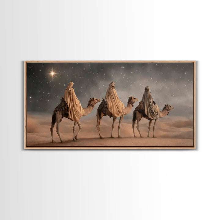 Night of Kings, Framed Canvas Print, Christian Christmas Art, Christian Wall Art, Christmas Canvas Wall Art, Moody Christmas Art, Christian
