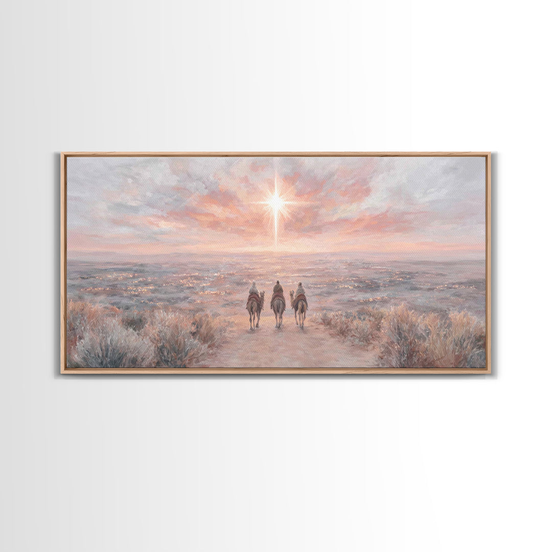 Radiant Star Path, Framed Canvas Print, Christian Art Canvas, Christmas Wall Art, Christian Christmas Decor, Modern Christian Art, Subtle C