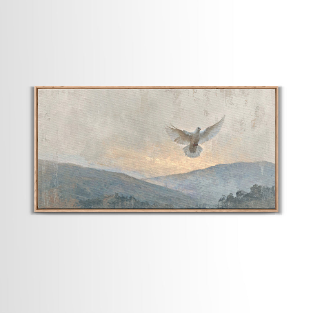 Heavenly Dove – Framed Canvas Print – Christian Wall Art – Christian Art Canvas – Christian Painting – Christmas Art – Christian Decor