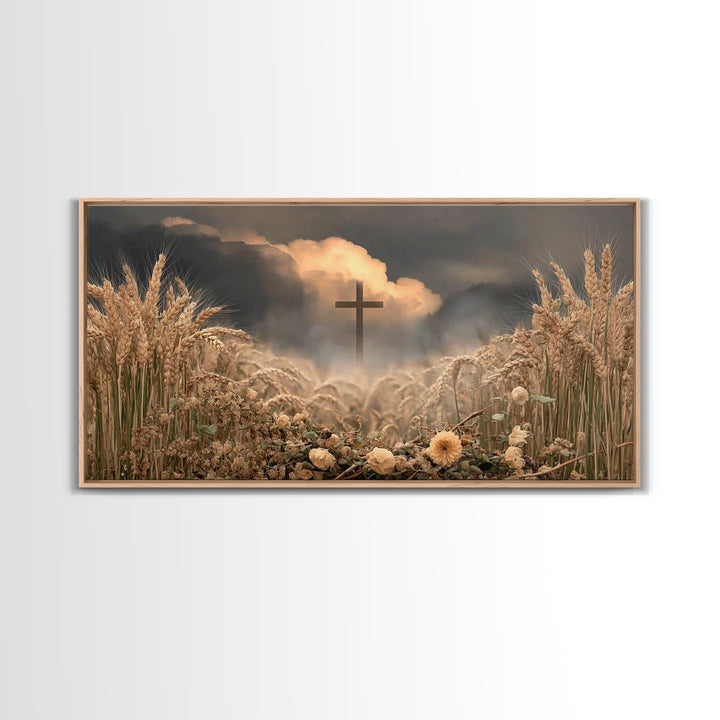 Harvest Cross – Framed Canvas Print – Christian Wall Art – Christian Art Prints – Christian Art Canvas – Christian Decor – Christian Painti