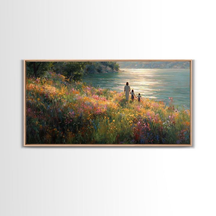 Riverlight Promise – Framed Canvas Print – Christian Wall Art – Christian Art Canvas – Jesus Painting – Christian Christmas Art – Christian