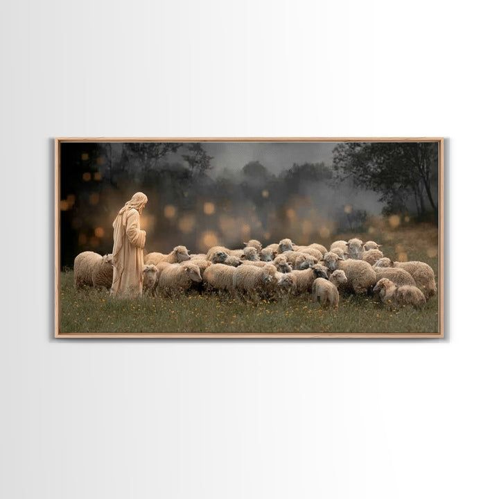 Shepherd’s Vigil – Framed Canvas Print – Jesus Painting – Christian Wall Art – Christian Christmas Art – Christian Art Canvas – Moody Chris