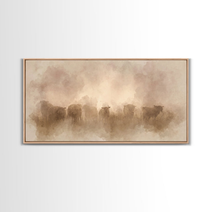 Dawnwatch Sheep – Framed Canvas Print – Christian Art Canvas – Christian Wall Art – Christian Christmas Art – Christian Decor – Moody Chris