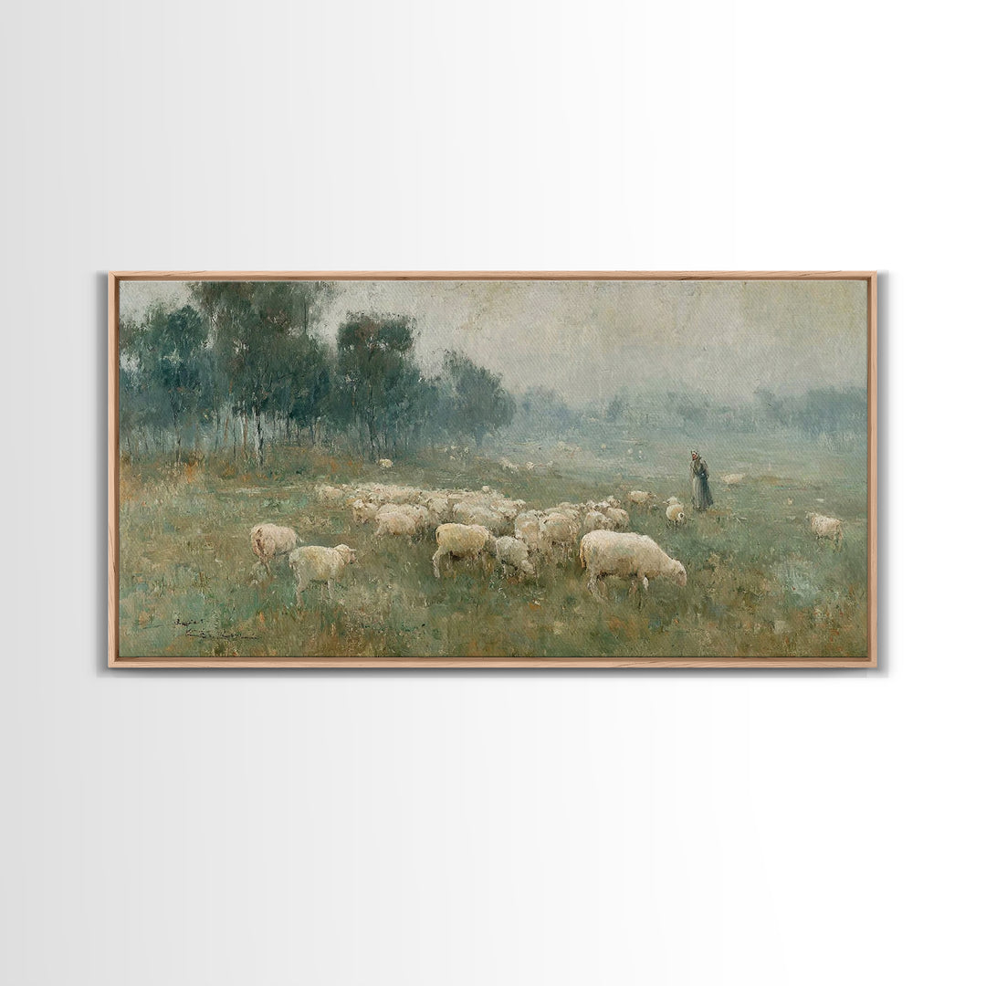 Shepherd’s Field – Framed Canvas Print – Christian Wall Art – Christian Art – Christian Art Canvas – Vintage Christian Art – Christian Deco