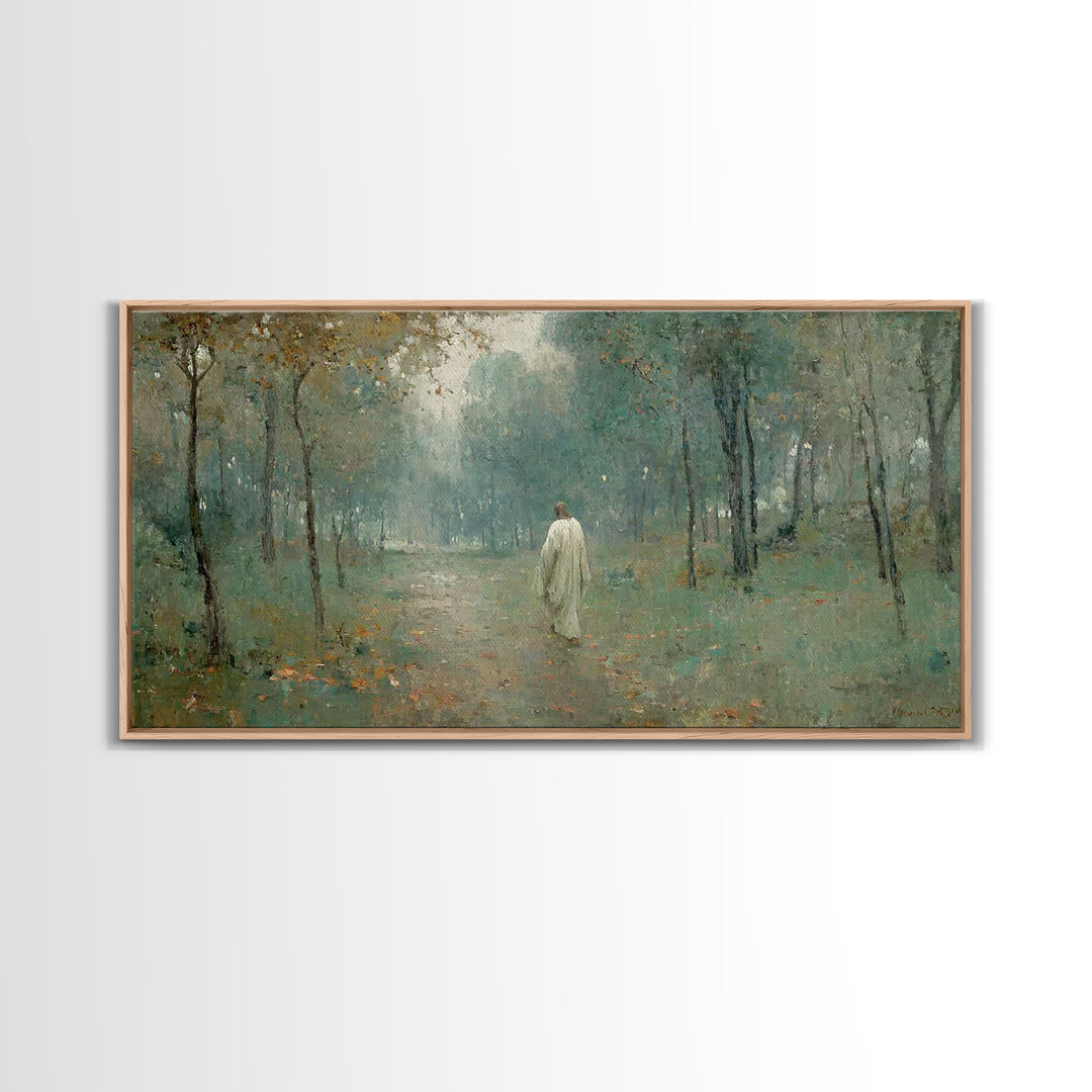 Heavenly Woodland – Framed Canvas Print – Christian Art Canvas – Christian Christmas Art – Jesus Painting – Christian Wall Art – Jesus Art