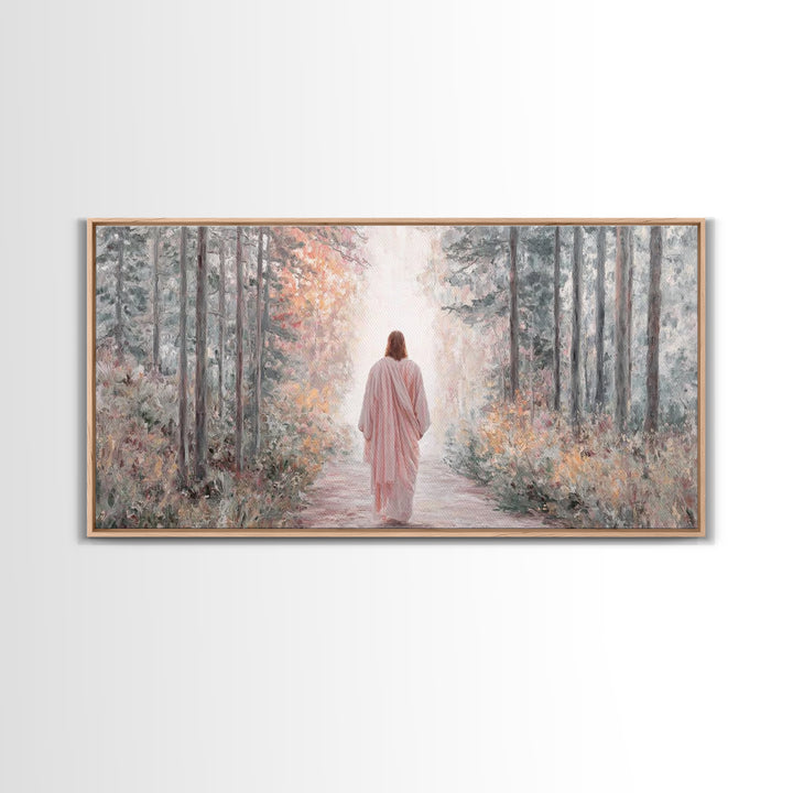 Forest Messiah Light – Framed Canvas Print – Jesus Painting – Christian Art Canvas – Christmas Wall Art – Christian Gift – Christian Art