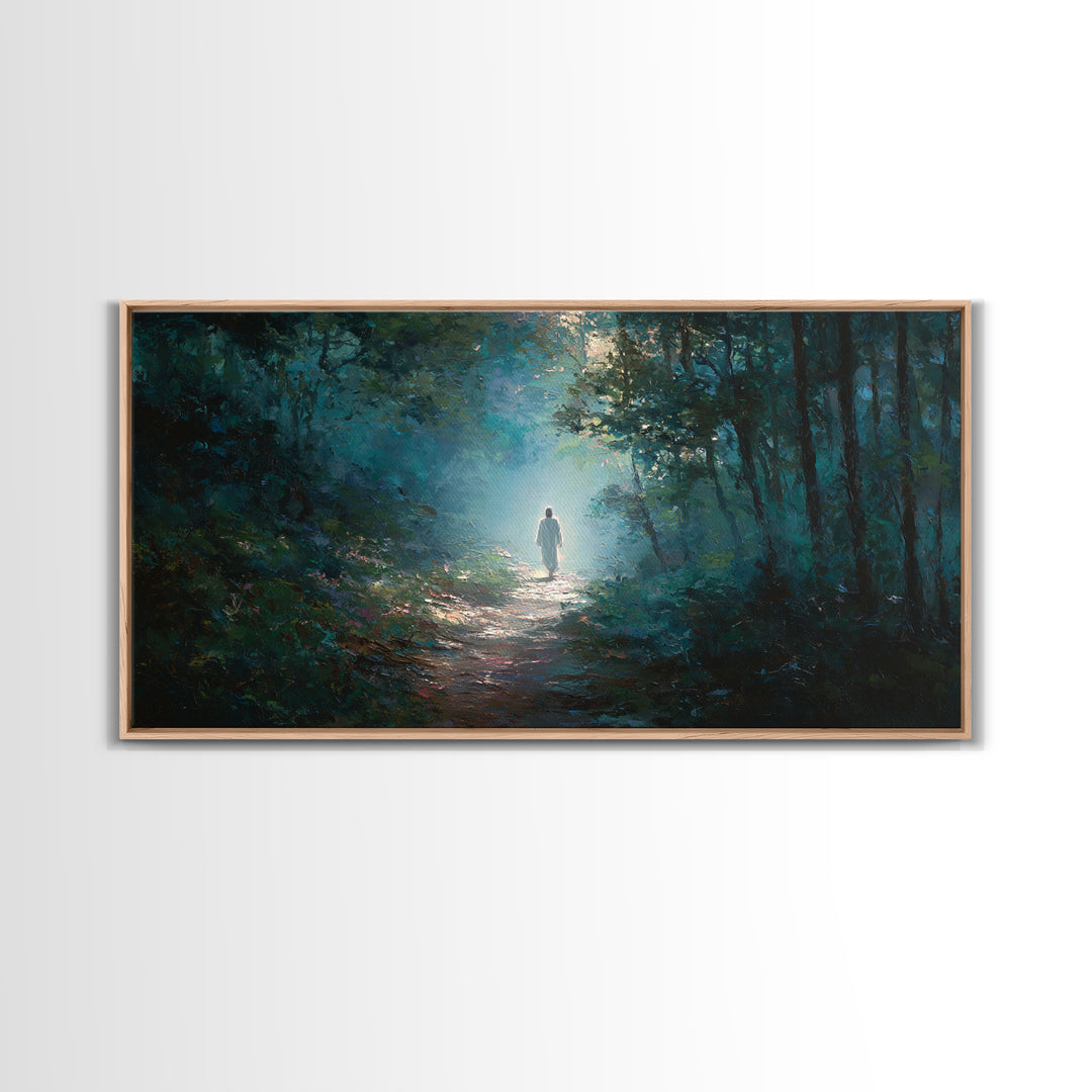 Light Of Redemption – Framed Canvas Print – Christian Wall Art – Jesus Painting – Christian Art Canvas – blue Christian art – Christian Art