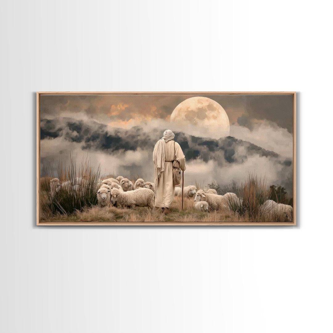 Shepherds Of Dawn – Framed Canvas Print – Christian Wall Art – Jesus Painting – Christian Art Canvas – Christmas Art – Christian Decor