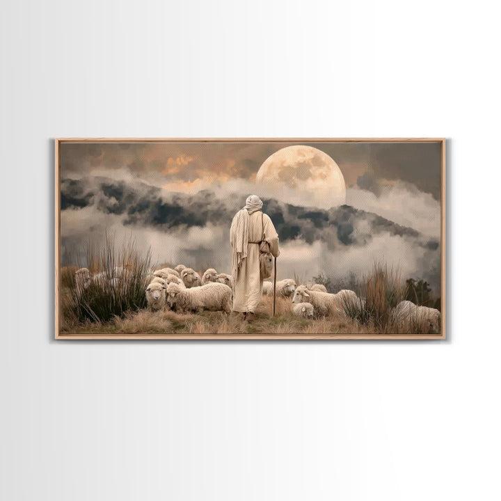 Shepherds Of Dawn – Framed Canvas Print – Christian Wall Art – Jesus Painting – Christian Art Canvas – Christmas Art – Christian Decor