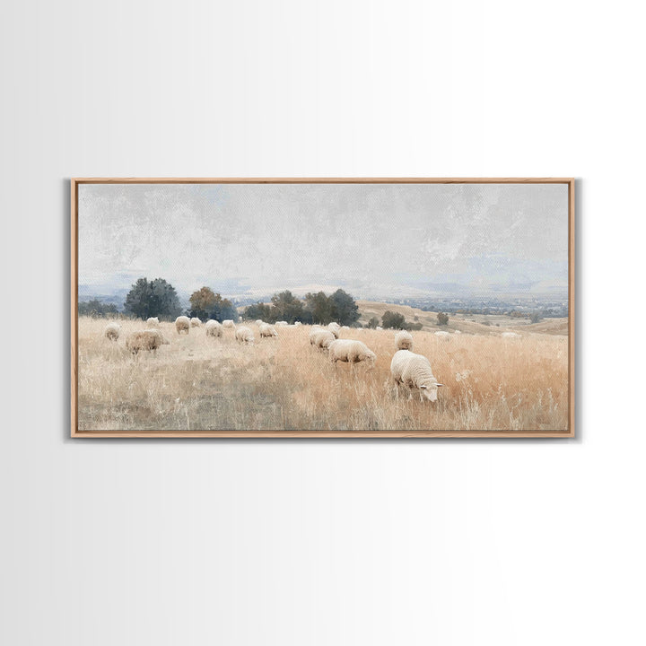 Pastoral Light, Framed Canvas Print, Christian Art Canvas, Jesus Painting, Christian Wall Art, Christmas Art, Christian Gift