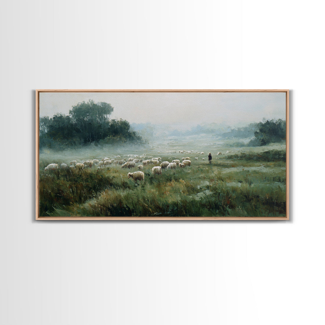 Meadow Of Peace | Framed Canvas Print | Christian Wall Art | Christian Art Canvas | Jesus Painting | Christian Christmas Art | Christian De