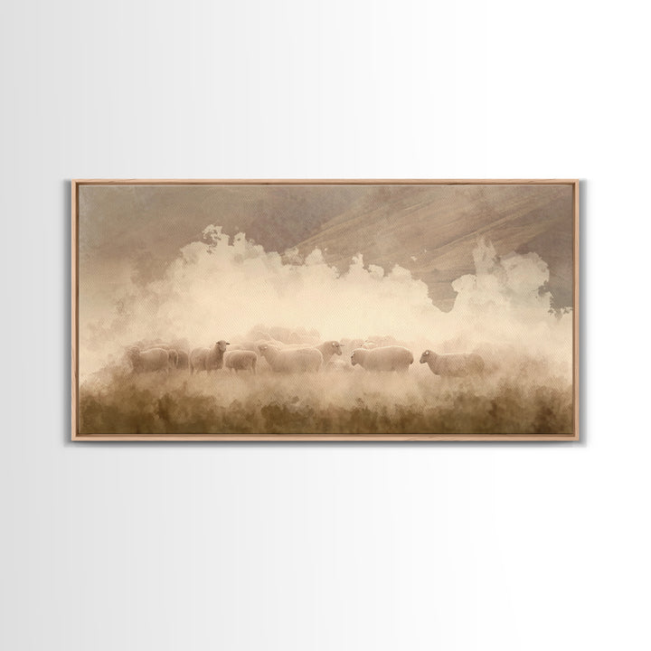 Soft Morning Haze, Framed Canvas Print, Christian Wall Art, Christian Art Canvas, Jesus Painting, Christian Decor, Christmas Art