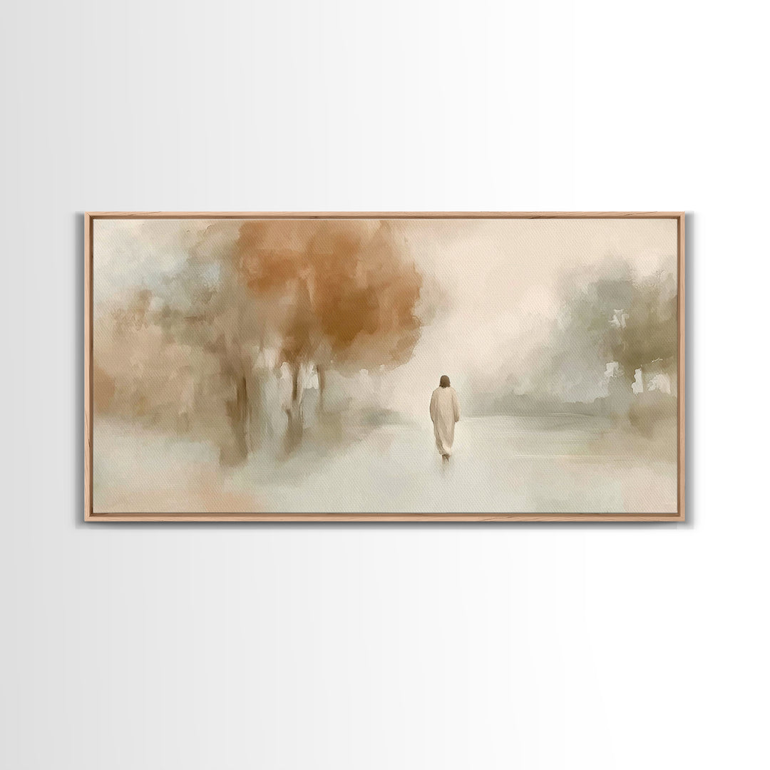 Autumn Walk Grace – Framed Canvas Print – Christian Wall Art – Christian Art Canvas – Christian Christmas Art – Jesus Painting – Christian