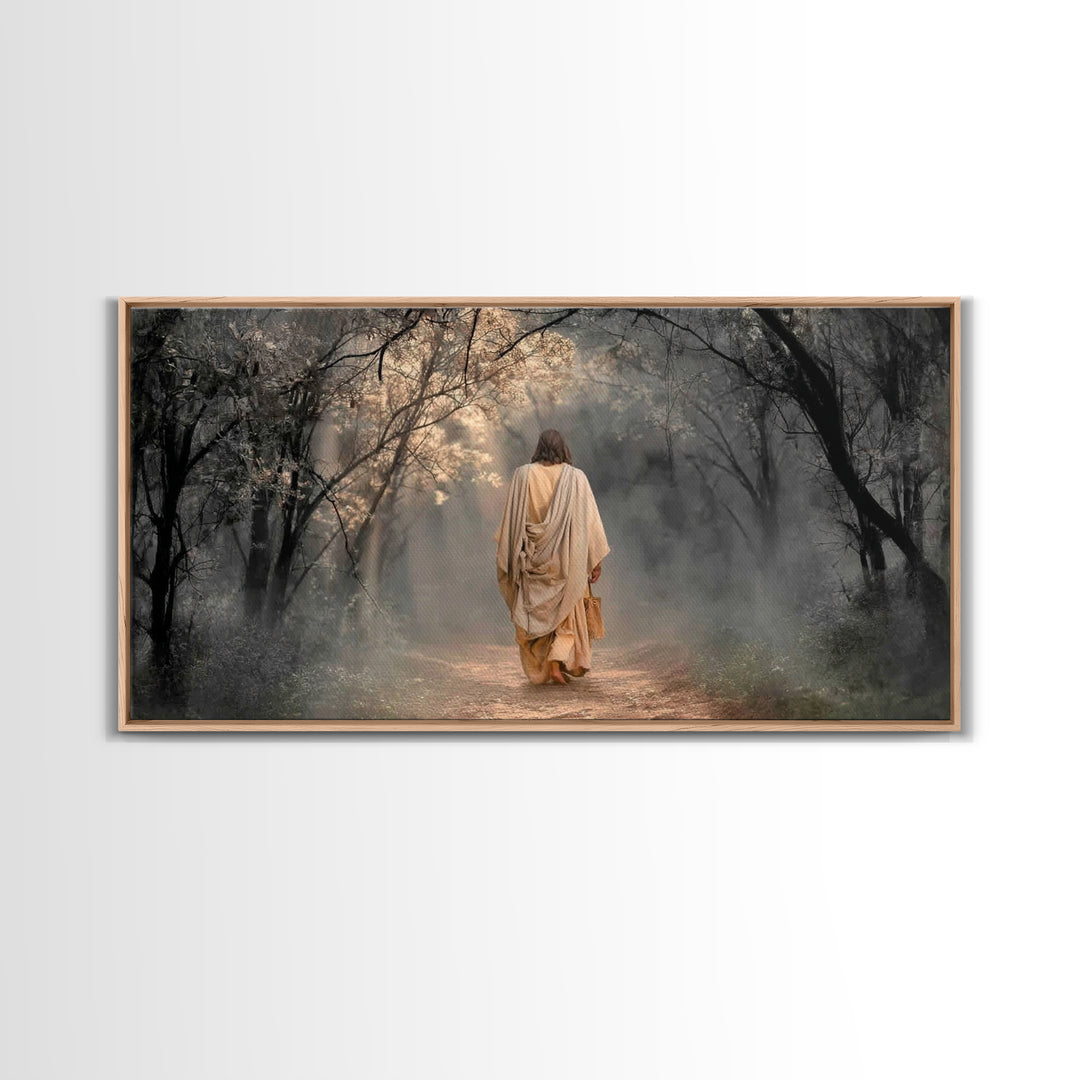 Walk In The Light, Framed Canvas Print, Jesus Painting, Christian Wall Art, Christian Art Canvas, Christian Decor, Christmas Art