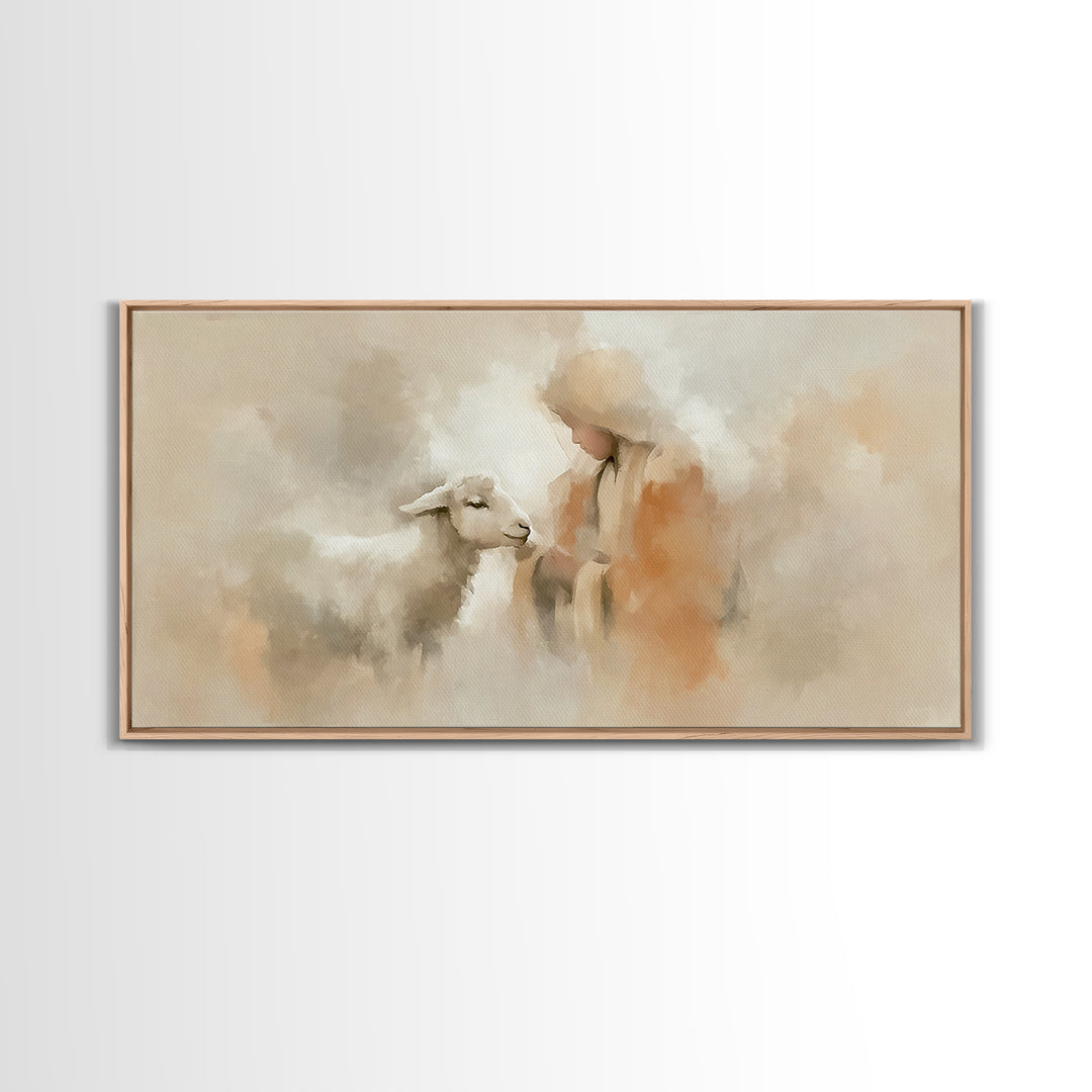 Shepherd’s Peace – Framed Canvas Print – Christian Wall Art – Christian Art Canvas – Jesus Painting – Christmas Art – Christian Christmas A