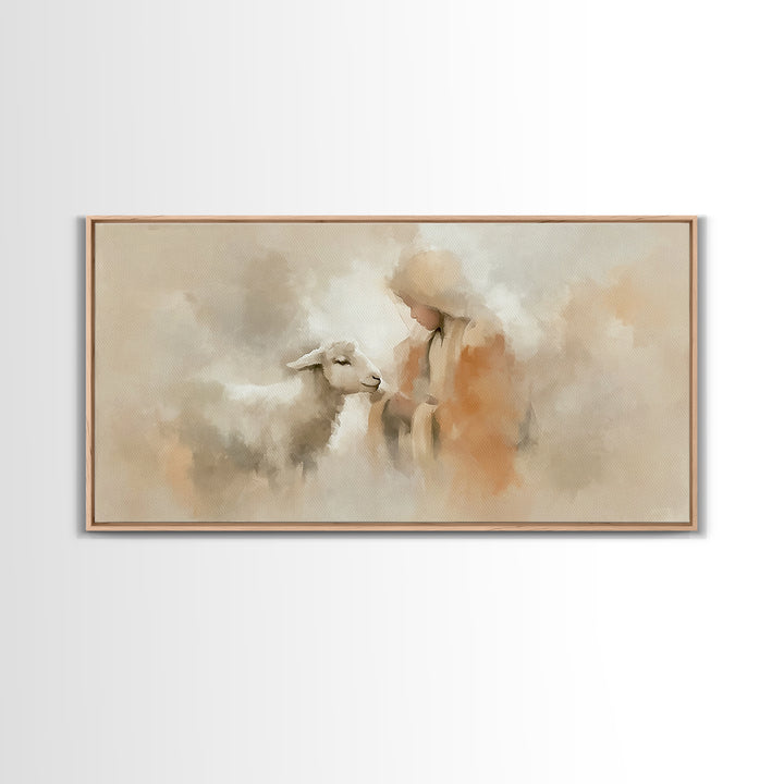 Shepherd’s Peace – Framed Canvas Print – Christian Wall Art – Christian Art Canvas – Jesus Painting – Christmas Art – Christian Christmas A