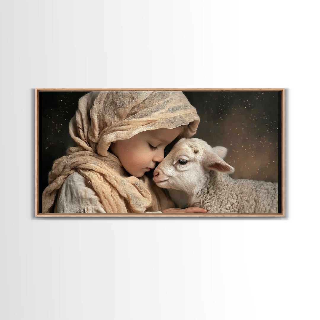 Gentle Devotion – Framed Canvas Print – Christian Wall Art – Christian Art Canvas – Jesus Painting – Christmas Art – Vintage Christian Art