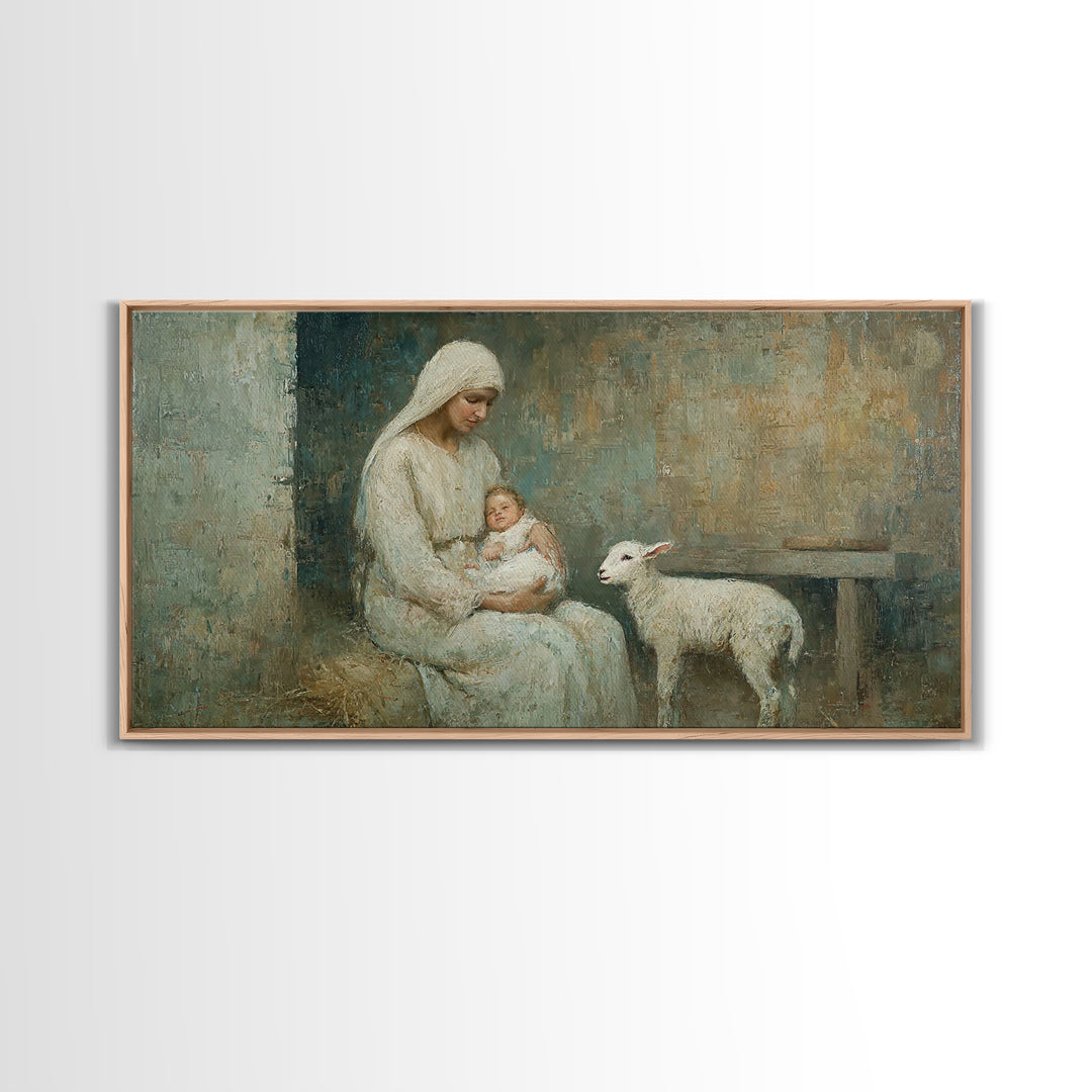 Holy Manger Calm – Framed Canvas Print – Christian Wall Art – Christian Art Canvas – Jesus Painting – Christian Christmas Art – Christmas W