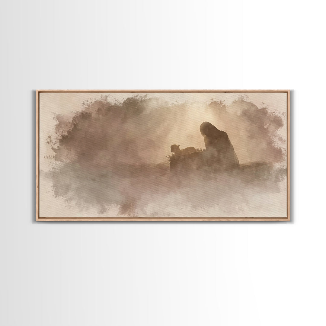 Nativity Dawn – Framed Canvas Print – Christian Wall Art – Christian Art Canvas – Jesus Painting – Christian Christmas – Christmas Art – Ch