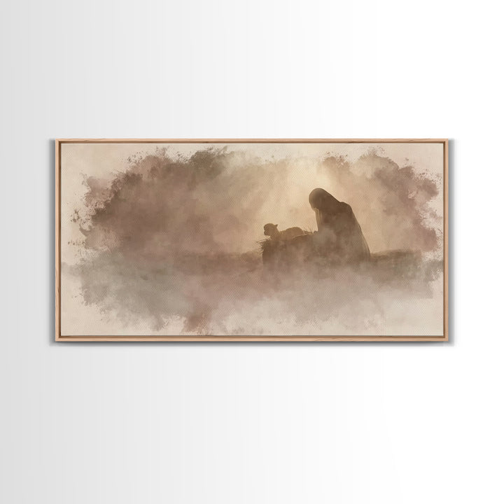 Nativity Dawn – Framed Canvas Print – Christian Wall Art – Christian Art Canvas – Jesus Painting – Christian Christmas – Christmas Art – Ch