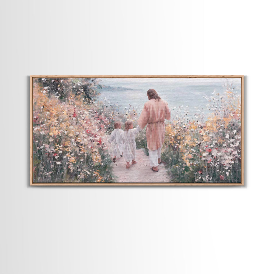 Meadow Grace – Framed Canvas Print – Christian Wall Art – Christian Art Canvas – Jesus Painting – Christian Gift Ideas – Minimalist Christi