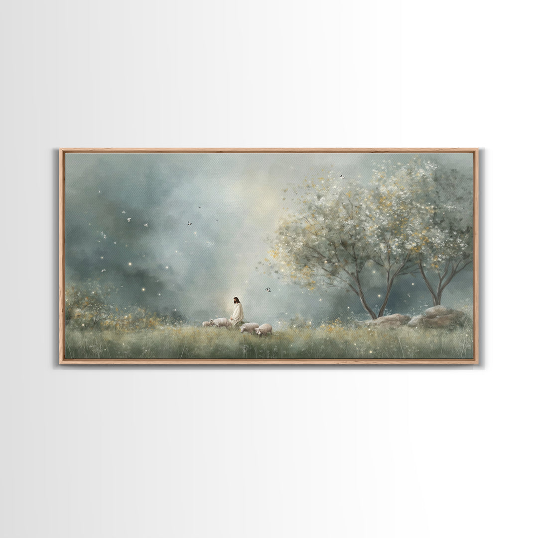 Blossoms Of Peace – Framed Canvas Print – Christian Wall Art – Christian Art Canvas – Jesus Painting – Christian Art Work – Large Jesus Pai