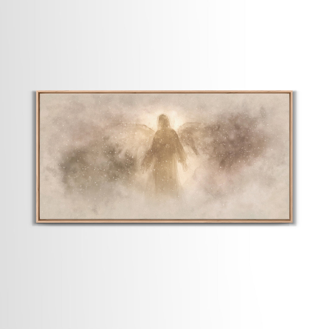 Celestial Stillness – Framed Canvas Print – Christian Art Canvas – Angel Art – Christian Wall Art – Subtle Christian Art – Christmas Art
