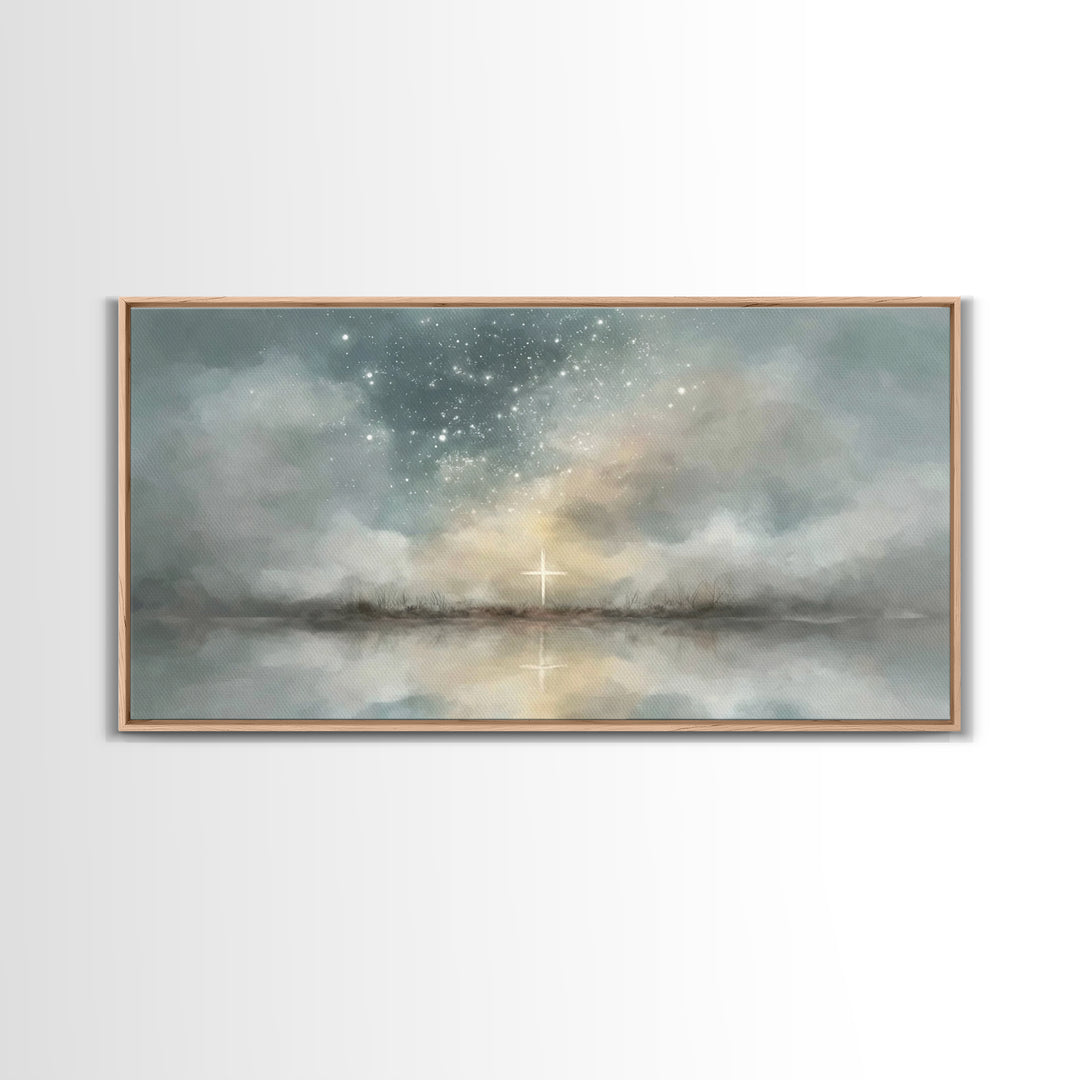 Star Of Peace, Framed Canvas Print, Christian Wall Art, Christmas Art, Christian Art Canvas, Abstract Christian Art, Christian Christmas De