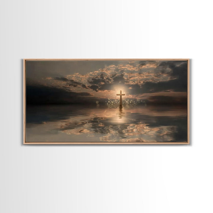 Cross Of Dawn – Framed Canvas Print – Christian Art Canvas – Christian Wall Art – Moody Christian Art – Christmas Art – Christian Decoratio