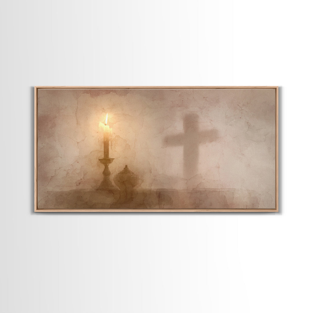 Cross Of Light – Framed Canvas Print – Christian Wall Art – Christian Art Canvas – Christian Christmas Art – Christian Decorations – Christ