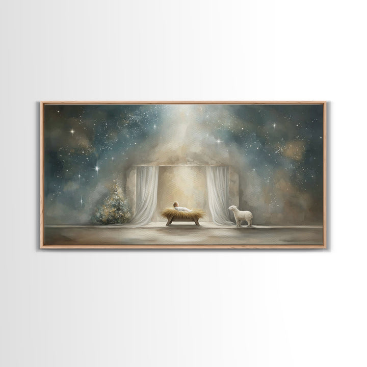 Nativity Wonder – Framed Canvas Print – Jesus Christmas Art – Christian Wall Art – Birth Of Jesus Painting – Christian Art Canvas – Christm