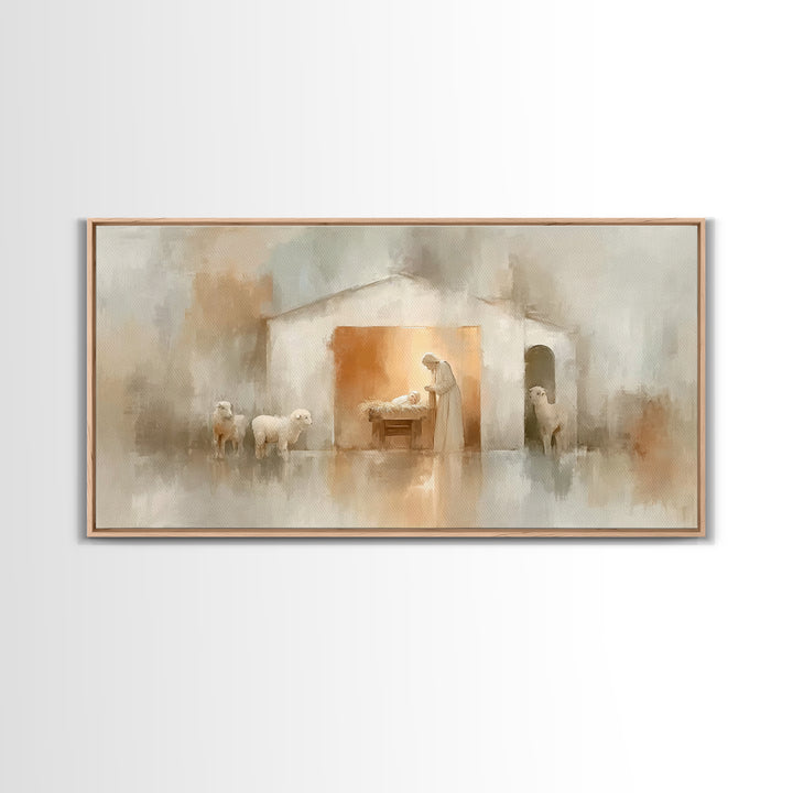Bethlehem Stillness – Framed Canvas Print – Christian Christmas Art – Christian Wall Art – Christian Art Canvas – Jesus Painting