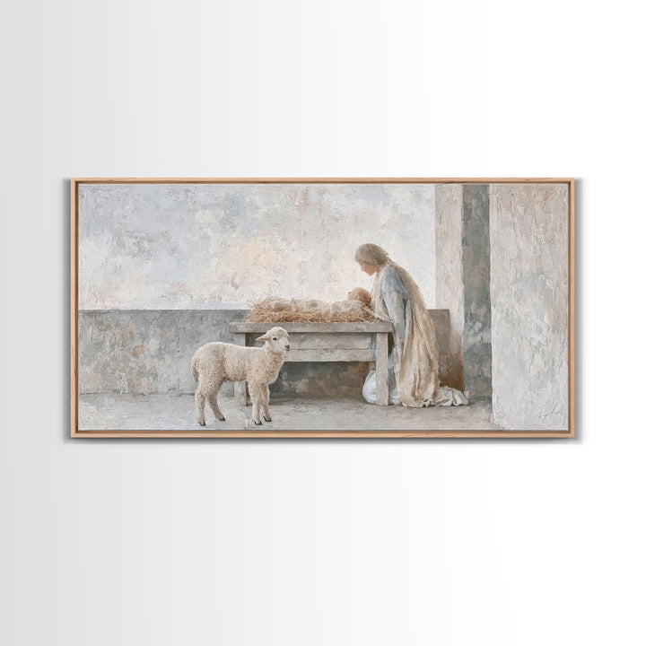 Sacred Dawn Light – Framed Canvas Print – Christian Art Canvas – Christian Christmas Art – Christian Wall Art – Jesus Painting