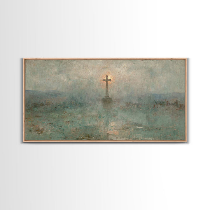 Eternal Morning Cross – Framed Canvas Print – Christian Art Canvas – Christian Wall Art – Christian Art – Christian Painting