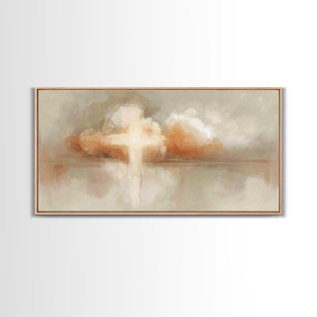 Radiant Cross Light – Framed Canvas Print – Christian Art – Christian Art Canvas – Abstract Christian Art – Christian Wall Art