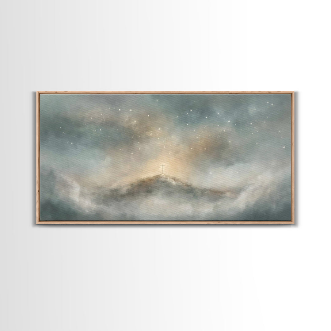 Stars Of Calvary – Framed Canvas Print – Christian Wall Art – Christian Art – Subtle Christian Art – Christian Art Canvas