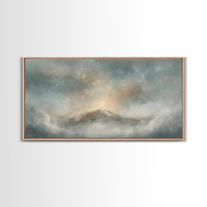 Stars Of Calvary – Framed Canvas Print – Christian Wall Art – Christian Art – Subtle Christian Art – Christian Art Canvas