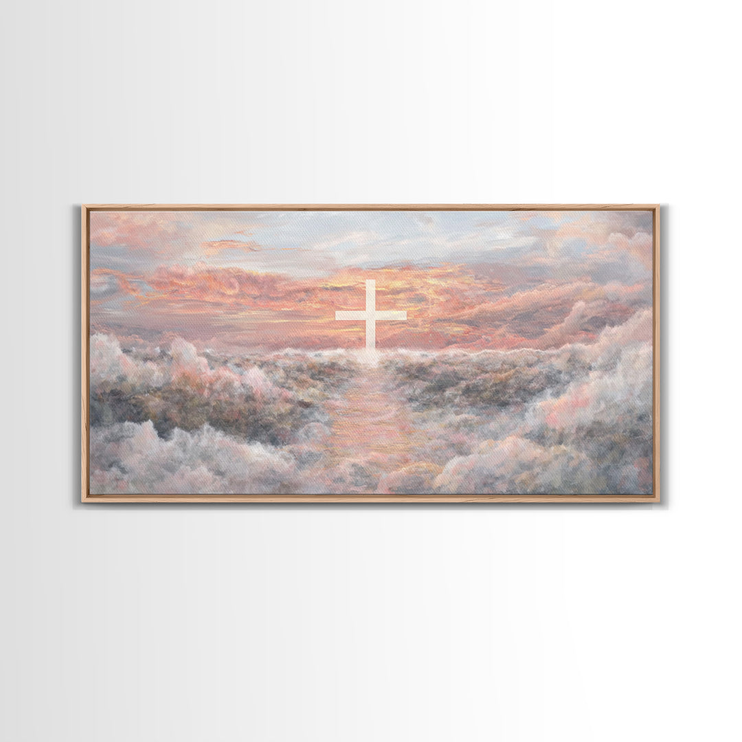 Heaven’s Dawn Path – Framed Canvas Print – Christian Art Canvas – Christian Wall Art – Large Christian Art – Christian Painting