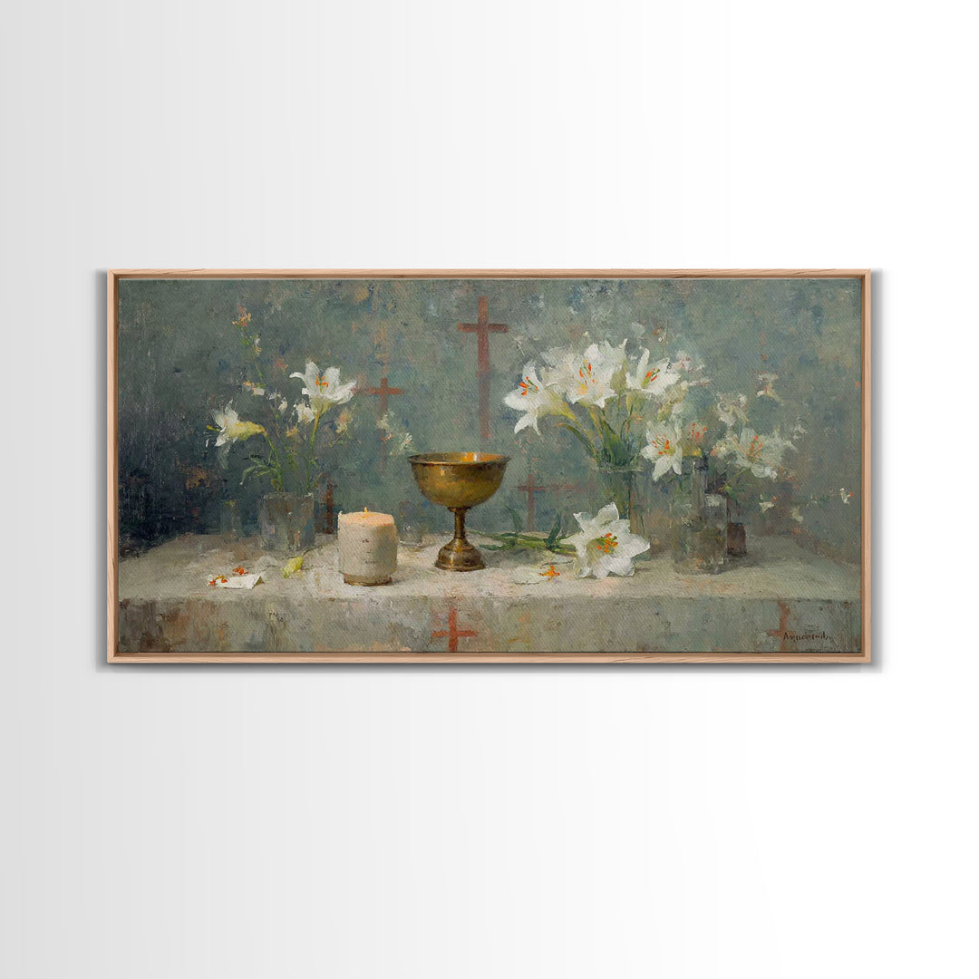 Table Of Reverence - Framed Canvas Print - Christian Wall Art - Christian Art Canvas - Vintage Christian Painting - Christian Art Gift - Ch