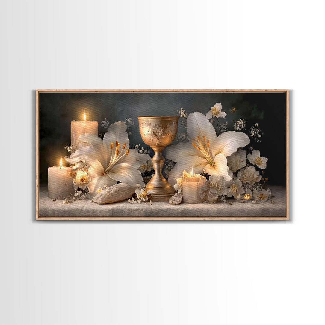 Holy Radiance - Framed Canvas Print - Christian Wall Art - Christian Art Canvas - Subtle Christian Art - Blue Christian Art - Christian Dec