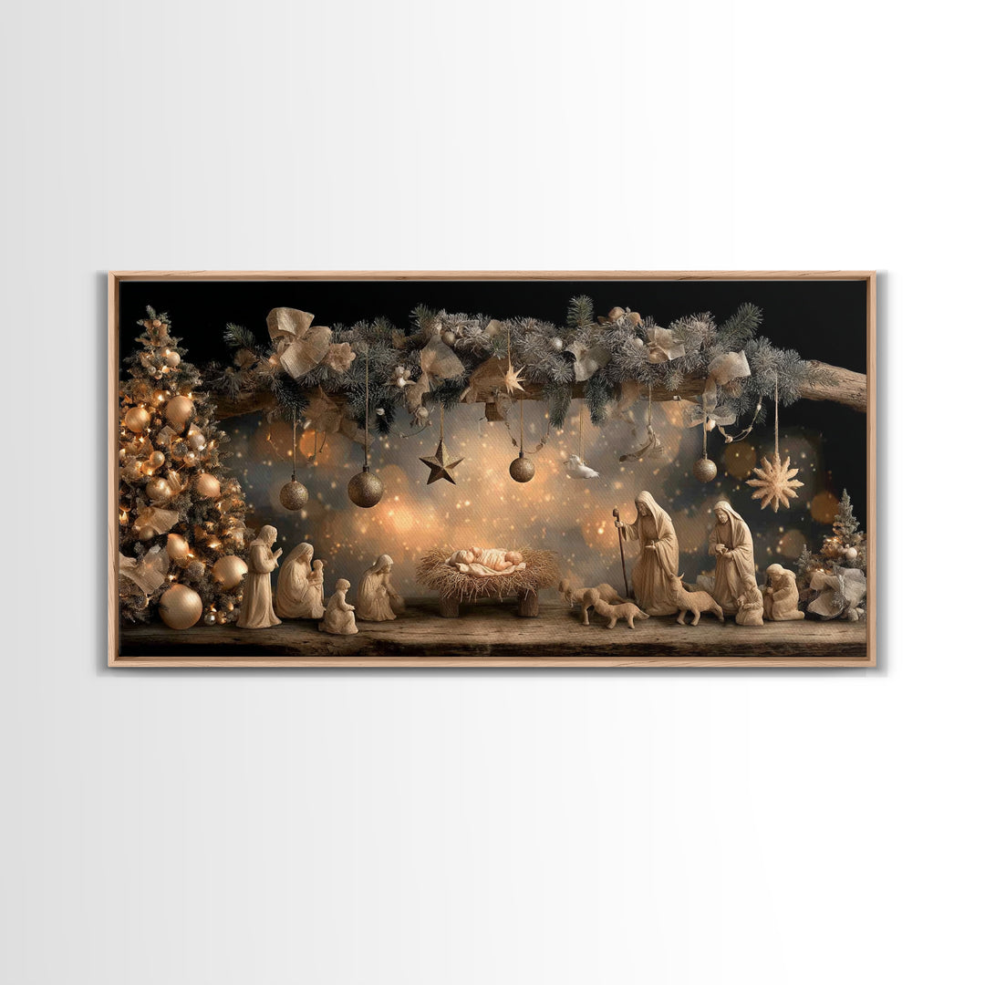 Holy Night Glory – Framed Canvas Print – Christian Wall Art – Christian Christmas Art – Christmas Art Prints – Christian Art Canvas – Chris