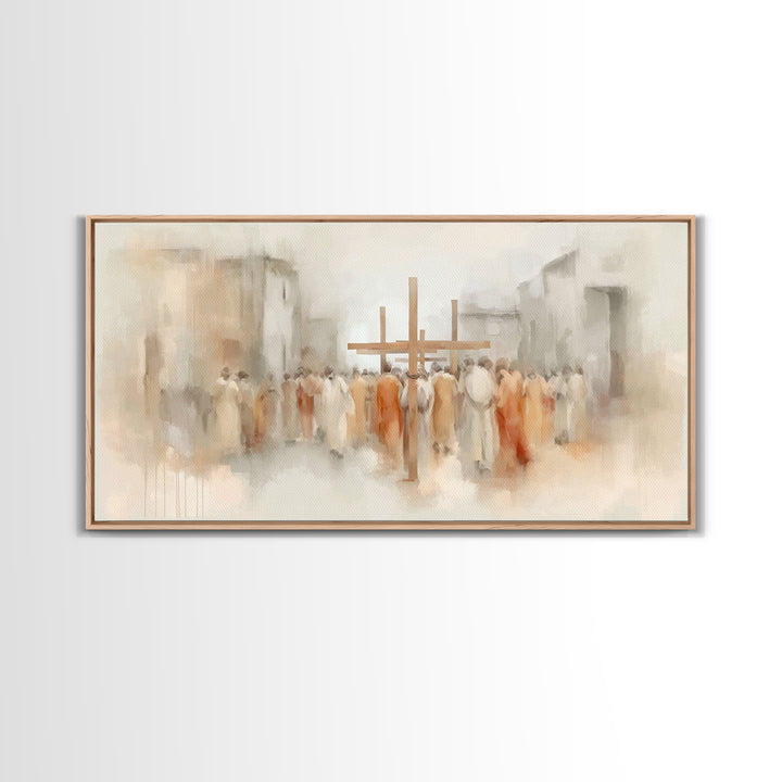 Crosswalk Journey – Framed Canvas Print – Abstract Christian Art – Christian Art Canvas – Modern Christian Painting – Christian Art Prints